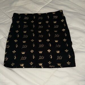 Baby Phat Black and Gold logo Embellished Pencil Skirt size small